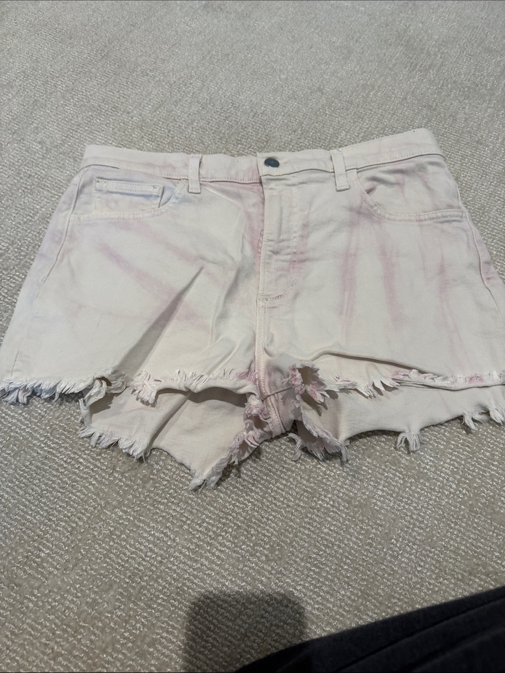 Joe’s Jeans - Women’s White Pink Tie-Dye Distressed Denim Shorts